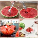Watermelon Cutter,2-in-1 Stainless Steel Fruit Cutter, 2024 New Upgrade Dual Head Watermelon Fork Slicer Tool, Summer Fruit Cutting Home Kitchen Gadgets (2Pcs)