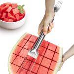 CripsTaste Watermelon Fork Cutter Slicer Tool, 2-in-1 Stainless Steel Fruit Cutter Melon Slicer Cutter Tool, Watermelon Cutting Tool for Home Party Camping Kitchen Gadget