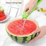 OLESBUR Premium Watermelon Cutter - 3 in 1 Watermelon Cutter Slicer Tool - Foldable Watermelon Slicer - Fruit Cutter for Kitchen Gadgets - Stainless Steel Watermelon Knife - Melon Baller Scoop