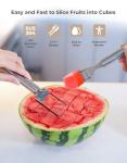 CripsTaste Watermelon Fork Cutter Slicer Tool, 2-in-1 Stainless Steel Fruit Cutter Melon Slicer Cutter Tool, Watermelon Cutting Tool for Home Party Camping Kitchen Gadget
