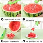 OLESBUR Premium Watermelon Cutter - 3 in 1 Watermelon Cutter Slicer Tool - Foldable Watermelon Slicer - Fruit Cutter for Kitchen Gadgets - Stainless Steel Watermelon Knife - Melon Baller Scoop