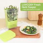 LUVCOSY 2 Pack Herb Keeper, BPA-Free Plastic Herb Saver with an Inner Basket for Cilantro, Mint, Parsley, and Asparagus, Keeps Fresh Herbs for 3 Times Longer