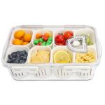 shopwithgreen Divided Serving Tray with Lid, Portable Snack Box Charcuterie Veggie Tray with Lid, Food Storage Organizer with 8 Colandersfor Fruit, Vegetable, Refrigerator, Kitchen, Party, Picnic