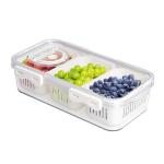 MineSign Divided Snackle Box with Handle Cheese Bacon Storage Container for Refrigerator Stackable Food Serving Tray Charcuterie Container with 3 Removable Dividers for Snack Candy Hum Cream