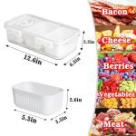 MineSign Divided Snackle Box with Handle Cheese Bacon Storage Container for Refrigerator Stackable Food Serving Tray Charcuterie Container with 3 Removable Dividers for Snack Candy Hum Cream