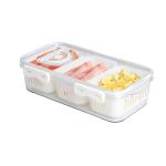 MineSign Divided Snackle Box with Handle Cheese Bacon Storage Container for Refrigerator Stackable Food Serving Tray Charcuterie Container with 3 Removable Dividers for Snack Candy Hum Cream