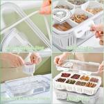 shopwithgreen Divided Serving Tray with Lid, Portable Snack Box Charcuterie Veggie Tray with Lid, Food Storage Organizer with 8 Colandersfor Fruit, Vegetable, Refrigerator, Kitchen, Party, Picnic