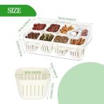 shopwithgreen Divided Serving Tray with Lid, Portable Snack Box Charcuterie Veggie Tray with Lid, Food Storage Organizer with 8 Colandersfor Fruit, Vegetable, Refrigerator, Kitchen, Party, Picnic
