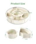 Divided Rotating Serving Tray with Lid and Handle, Portable Snackle Box for Fruits Snacks Veggie Charcuterie, Clear Lazy Susan Organizer and Fridge Storage Container for Adults Child (2PCS,9.5" L