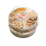 SUROQUE Divided Rotating Serving Tray with Lid & Handle, Portable Snack Spinner for Fruits, Veggies, Charcuterie, Party, Travel, Picnic, and Fridge Storage 2PCS