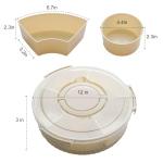 SUROQUE Divided Rotating Serving Tray with Lid & Handle, Portable Snack Spinner for Fruits, Veggies, Charcuterie, Party, Travel, Picnic, and Fridge Storage 2PCS