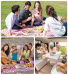 Divided Rotating Serving Tray with Lid and Handle, Portable Snackle Box for Fruits Snacks Veggie Charcuterie, Clear Lazy Susan Organizer and Fridge Storage Container for Adults Child (2PCS,9.5" L