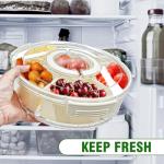 SUROQUE Divided Rotating Serving Tray with Lid & Handle, Portable Snack Spinner for Fruits, Veggies, Charcuterie, Party, Travel, Picnic, and Fridge Storage 2PCS