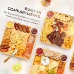 Combler Charcuterie Boards, Bamboo Charcuterie Board with Lid, Cheese Board with Buckle Locking, Sauce Grooves, Cutting Boards for Kitchen, House Warming Gifts New Home, Gifts for Women