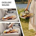 Round Charcuterie Board with Clear Lid, Travel Picnic Portable Cheese Board Charcuterie Boxes, Meat Fruit Serving Tray Platter, House Warming Gifts New Home, Gifts for Women