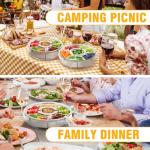 SUROQUE Divided Rotating Serving Tray with Lid & Handle, Portable Snack Spinner for Fruits, Veggies, Charcuterie, Party, Travel, Picnic, and Fridge Storage 2PCS