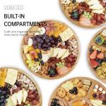 Round Charcuterie Board with Clear Lid, Travel Picnic Portable Cheese Board Charcuterie Boxes, Meat Fruit Serving Tray Platter, House Warming Gifts New Home, Gifts for Women