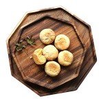 Set of 2 Acacia Wooden Trays Serving Platters Round Square Veggie Serving Tray Decor Bread Charcuterie Board Fruit Hosting Essentials Cheese Platter Vegetable Food Dish Charger Plate Charcuterie Board