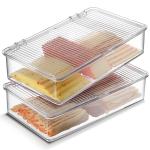 Tafura Bacon Container For Refrigerator (2 Pack) Fridge Storage Organizer | Cheese & Deli Storage Container | Bacon Keeper | Cold Cuts Meat Saver | Cheese Holder, BPA Free