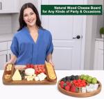 6 PCS Acacia Wood Cheese Board Set Vegetarian Charcuterie Platter Meat Cheese and Cracker Tray Fruit Snack Board Food Serving Tray Wooden Grazing Board Round Cheese Platter Large Charcuterie Board