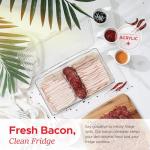 Tafura Bacon Container For Refrigerator (2 Pack) Fridge Storage Organizer | Cheese & Deli Storage Container | Bacon Keeper | Cold Cuts Meat Saver | Cheese Holder, BPA Free