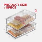 Tafura Bacon Container For Refrigerator (2 Pack) Fridge Storage Organizer | Cheese & Deli Storage Container | Bacon Keeper | Cold Cuts Meat Saver | Cheese Holder, BPA Free