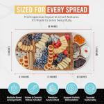 Large Wooden Charcuterie Board Set - 3-Piece Magnetic Long Serving Board Tray with Charcuterie Accessories - Acacia Wood Cheese Platter with Cheese Knife Set & Ceramic Dishes - Brown