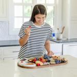 Large Wooden Charcuterie Board Set - 3-Piece Magnetic Long Serving Board Tray with Charcuterie Accessories - Acacia Wood Cheese Platter with Cheese Knife Set & Ceramic Dishes - Brown