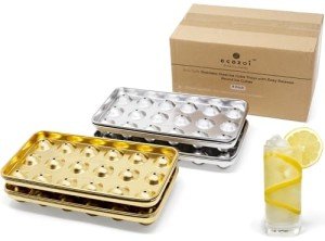 Stainless Steel Ice Cube Trays, 4 Pack with 72 Round Ice Cube Slots - Easy Release, Plastic-Free, Zero Waste