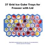 Ice Cube Trays for Freezer with Lid-37 Grid Silicone for Small Ice Cube Molds,Easy-Release Reusable in Organizer Bins or Ice Bucket for Cocktail bar or Iced Coffee Cup