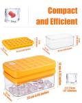 Brigii Ice Cube Tray with Lid&Bin, Ice Cube Mold with 56 Cubes, Stackable Ice Trays for Freezer with Easy-Release Silicone Bottom, for Drinks, Coffee, cocktail