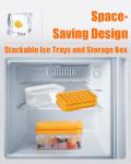 Brigii Ice Cube Tray with Lid&Bin, Ice Cube Mold with 56 Cubes, Stackable Ice Trays for Freezer with Easy-Release Silicone Bottom, for Drinks, Coffee, cocktail