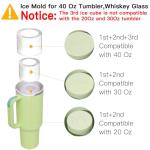 Ice Cube Tray for Tumbler Cup 30Oz-40Oz, 3 Pcs Silicone Cylinder Ice Mold with Lid and Bin for Freezer, Easy Fill and Release Ice Maker for Whiskey, Cocktail BPA-Free