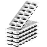 Ice Cube Tray Set 14 Grids: BPA-Free Sturdy Reusable Freezer Ice Trays for Drinks, Cocktails & Coffee (Black, 5 Pcs)