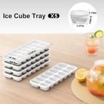 Ice Cube Tray Set 14 Grids: BPA-Free Sturdy Reusable Freezer Ice Trays for Drinks, Cocktails & Coffee (Black, 5 Pcs)