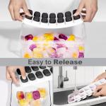 Ice Cube Tray Set 14 Grids: BPA-Free Sturdy Reusable Freezer Ice Trays for Drinks, Cocktails & Coffee (Black, 5 Pcs)