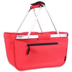 Picnic Basket, SIYUAN Collapsible Shopping Basket 24L Portable Grocery Basket with 2 Handles Reusable Folding Market Basket Large Christmas Basket, Cherry Red