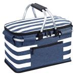 KEFOMOL Insulated Picnic Basket,Leak-Proof Collapsible Cooler Bag,26L Grocery Basket with Lid,2 Sturdy Handles,Storage Basket for Picnic,Food Delivery,Take Outs,Market Shopping,Travel (Blue)