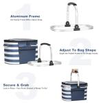 ALLCAMP Insulated Picnic Baskets Shoping Basket Cooler Bag Collapsible Portable Picnic Basket (Blue White Stripe)
