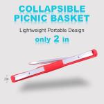 Picnic Basket, SIYUAN Collapsible Shopping Basket 24L Portable Grocery Basket with 2 Handles Reusable Folding Market Basket Large Christmas Basket, Cherry Red