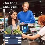 KEFOMOL Insulated Picnic Basket,Leak-Proof Collapsible Cooler Bag,26L Grocery Basket with Lid,2 Sturdy Handles,Storage Basket for Picnic,Food Delivery,Take Outs,Market Shopping,Travel (Blue)