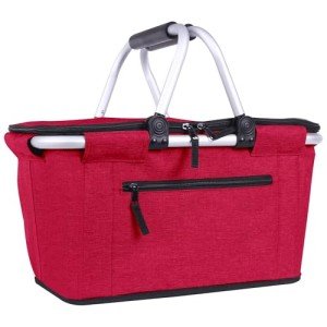 Picnic Basket, SIYUAN 27L Collapsible Insulated Farmers Market Basket for Shopping Traveling Large Grocery Tote Bag with Handles Red