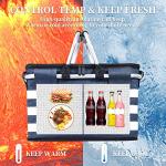 KEFOMOL Insulated Picnic Basket,Leak-Proof Collapsible Cooler Bag,26L Grocery Basket with Lid,2 Sturdy Handles,Storage Basket for Picnic,Food Delivery,Take Outs,Market Shopping,Travel (Blue)
