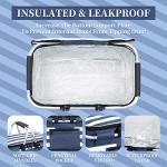 KEFOMOL Insulated Picnic Basket,Leak-Proof Collapsible Cooler Bag,26L Grocery Basket with Lid,2 Sturdy Handles,Storage Basket for Picnic,Food Delivery,Take Outs,Market Shopping,Travel (Blue)