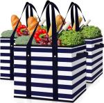 WISELIFE 3 Pack Reusable Grocery Bags Large Water Resistant Grocery Collapsible Heavy Duty Tote Bags for Shopping Picnic