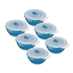 Collapsible Food Storage Containers - Silicone Container Bin Sets with Lids for Kitchen, Camping & Camper RV Accessories, Freezer and Microwave Safe Storage Bowl Set, Stackable Space Saving Bins