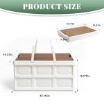 Collapsible Picnic Basket Set for 2 – Insulated Plastic Picnic Basket with Waterproof Bag & Wooden Lid, Large Capacity Stackable Storage Bin for Outdoor, Camping, Picnics, Home Organizing