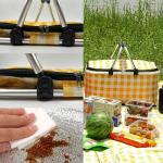 DZHPSRSZ Insulated Collapsible Picnic Basket - 18.5L Small Basket with Sturdy Handle for 2 People - Ideal for Shopping, Traveling, Camping