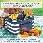 KEFOMOL Insulated Picnic Basket,Leak-Proof Collapsible Cooler Bag,26L Grocery Basket with Lid,2 Sturdy Handles,Storage Basket for Picnic,Food Delivery,Take Outs,Market Shopping,Travel (Blue)