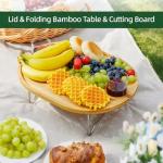 Picnic Basket for 2 with Table and Blanket, Collapsible Cooler Bag Insulated, Picnic Set for Beach, Picnic Hamper, Picnic Date Essentials for Outdoor, Picnic Accessories, Wedding